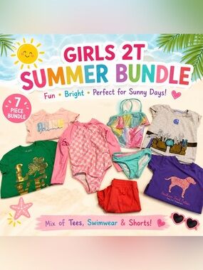 Girls 2T Clothing Bundle | Puma, Swimwear & Graphic Tees | 7 Pieces